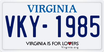 VA license plate VKY1985