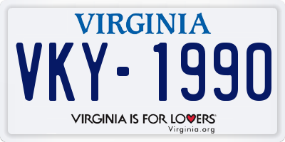 VA license plate VKY1990