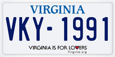VA license plate VKY1991