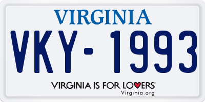 VA license plate VKY1993