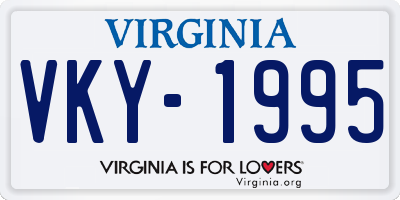 VA license plate VKY1995