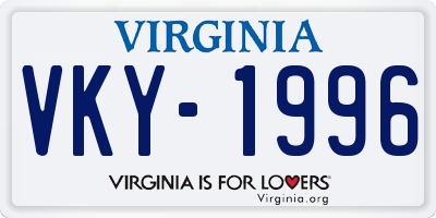 VA license plate VKY1996