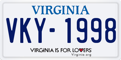 VA license plate VKY1998