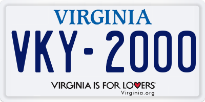 VA license plate VKY2000