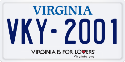 VA license plate VKY2001