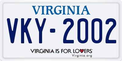 VA license plate VKY2002