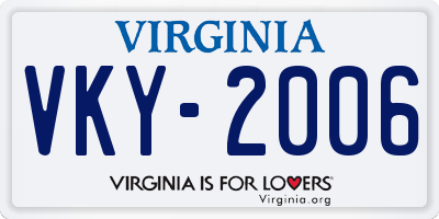 VA license plate VKY2006