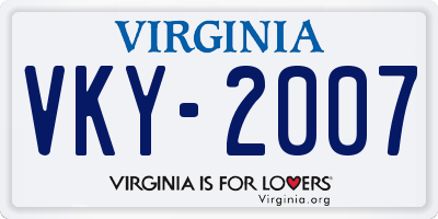 VA license plate VKY2007