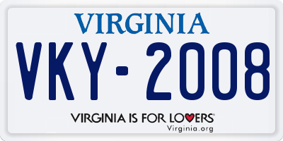 VA license plate VKY2008