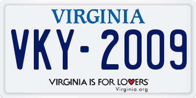 VA license plate VKY2009