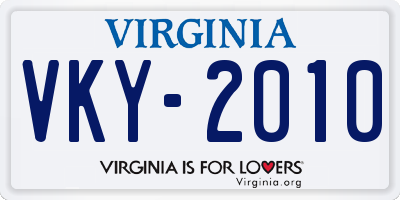 VA license plate VKY2010