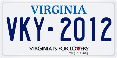 VA license plate VKY2012