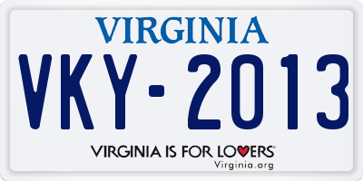 VA license plate VKY2013