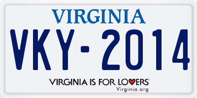 VA license plate VKY2014