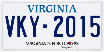 VA license plate VKY2015