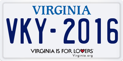 VA license plate VKY2016