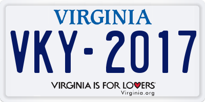 VA license plate VKY2017