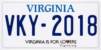 VA license plate VKY2018