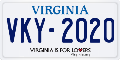 VA license plate VKY2020