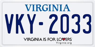 VA license plate VKY2033