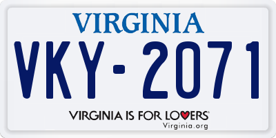 VA license plate VKY2071