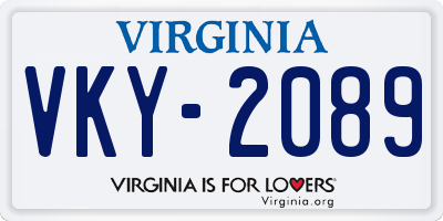 VA license plate VKY2089