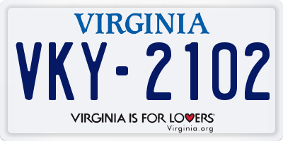 VA license plate VKY2102
