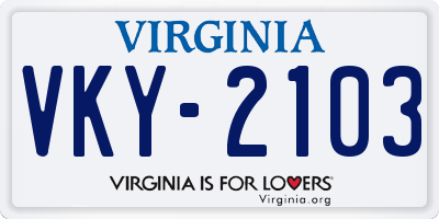 VA license plate VKY2103