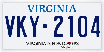 VA license plate VKY2104