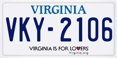 VA license plate VKY2106