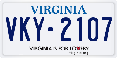 VA license plate VKY2107