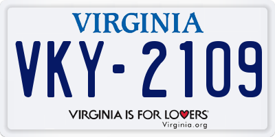 VA license plate VKY2109