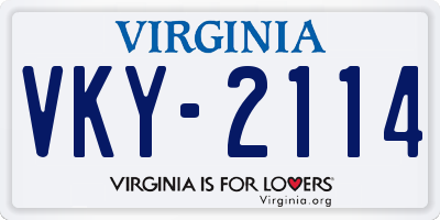 VA license plate VKY2114