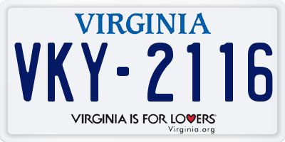 VA license plate VKY2116