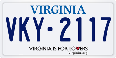 VA license plate VKY2117