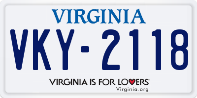 VA license plate VKY2118