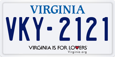 VA license plate VKY2121
