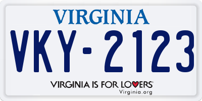 VA license plate VKY2123
