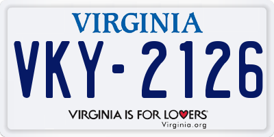 VA license plate VKY2126