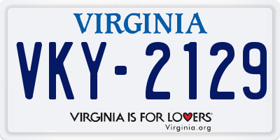 VA license plate VKY2129