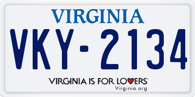 VA license plate VKY2134
