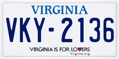 VA license plate VKY2136
