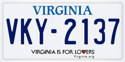VA license plate VKY2137