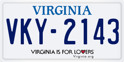 VA license plate VKY2143