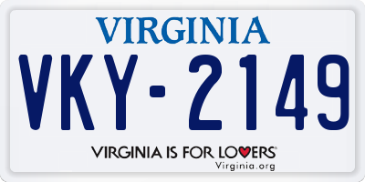 VA license plate VKY2149