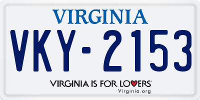 VA license plate VKY2153