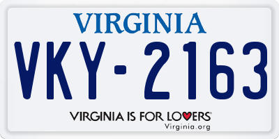 VA license plate VKY2163