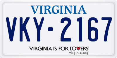 VA license plate VKY2167