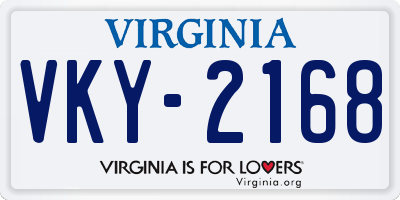 VA license plate VKY2168