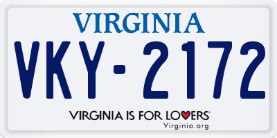 VA license plate VKY2172